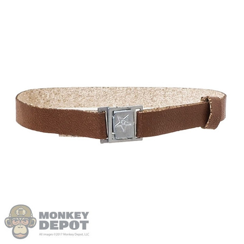 Belt: Mini Times Mens Brown Leather-Like Belt w/Silver Buckle