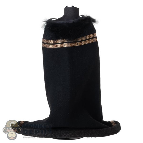 Cape: TBLeague Mens Black Hoodless Cloak w/Fur Collar