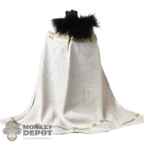 Cape: TBLeague Mens White Hoodless Cloak w/Fur Collar