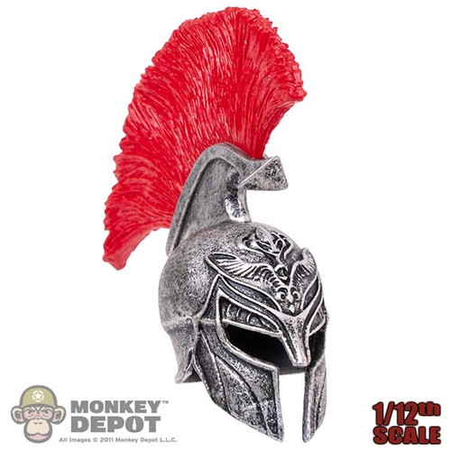 Helmet: TBLeague 1/12th Female Spartan Helmet w/ Red Plume (Molded)