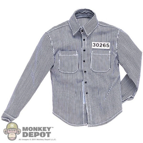 Shirt: Present Toys Mens Striped Prisoner No 30265 Shirt
