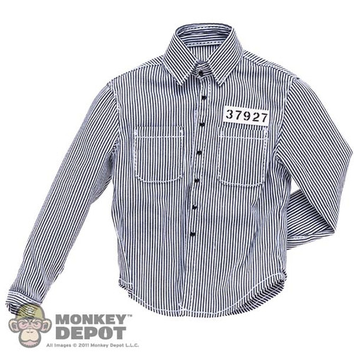 Shirt: Present Toys Mens Striped Prisoner No 37927 Shirt