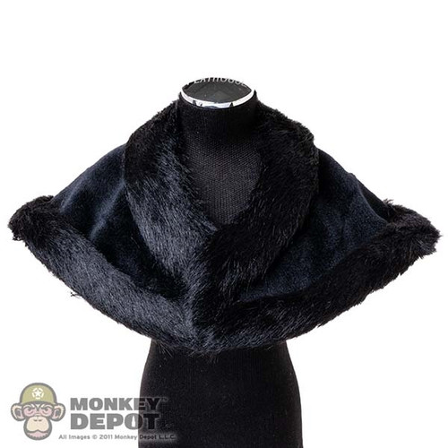 Top: Super Duck Female Black Faux Fur Edge Shawl