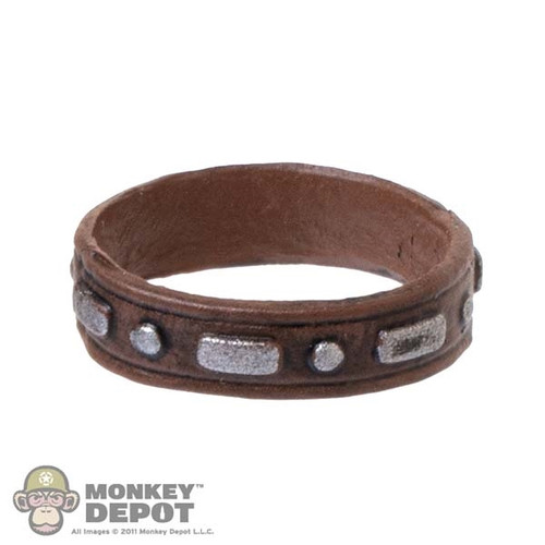 Bracelet: Soldier Story Mens Molded Brown Bracelet w/ Metal Pattern