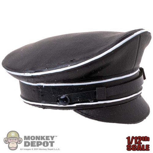Cap: 3R 1/12 WWII German Black Visor Cap w/ Insignia