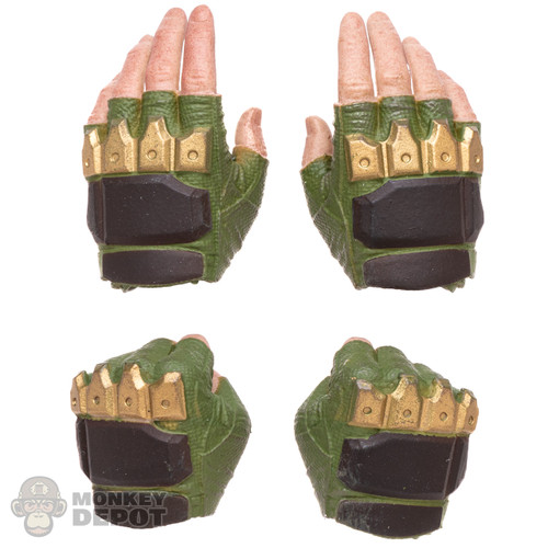 Hands: Art Figure Green Fingerless Gloved Hand Set B