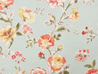 Floral Quilting Cotton on Pastel Blue