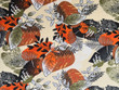 Leaves Print Polyester Crepe On Cream
