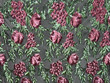 Floral Embroidery Sequins Green Pink on Black