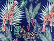 Poly Cotton Sheeting Wild Animals On Navy
