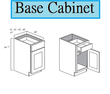 B12

Base cabinet with 1 door, 1 drawer.

Width:12"
Height: 34 1/2"
Depth: 24"