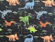 Quilting Cotton Dinosaur on Black