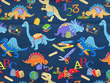 Quilting Cotton Dinosaur on Blue