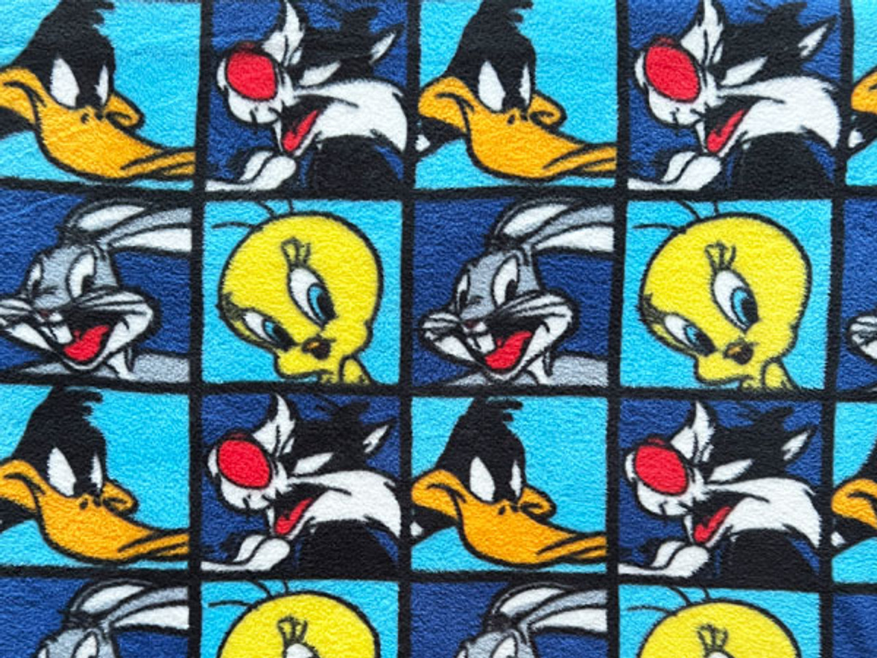 Looney Tunes Characters In Blocks Printed Fleece - fabric fabric