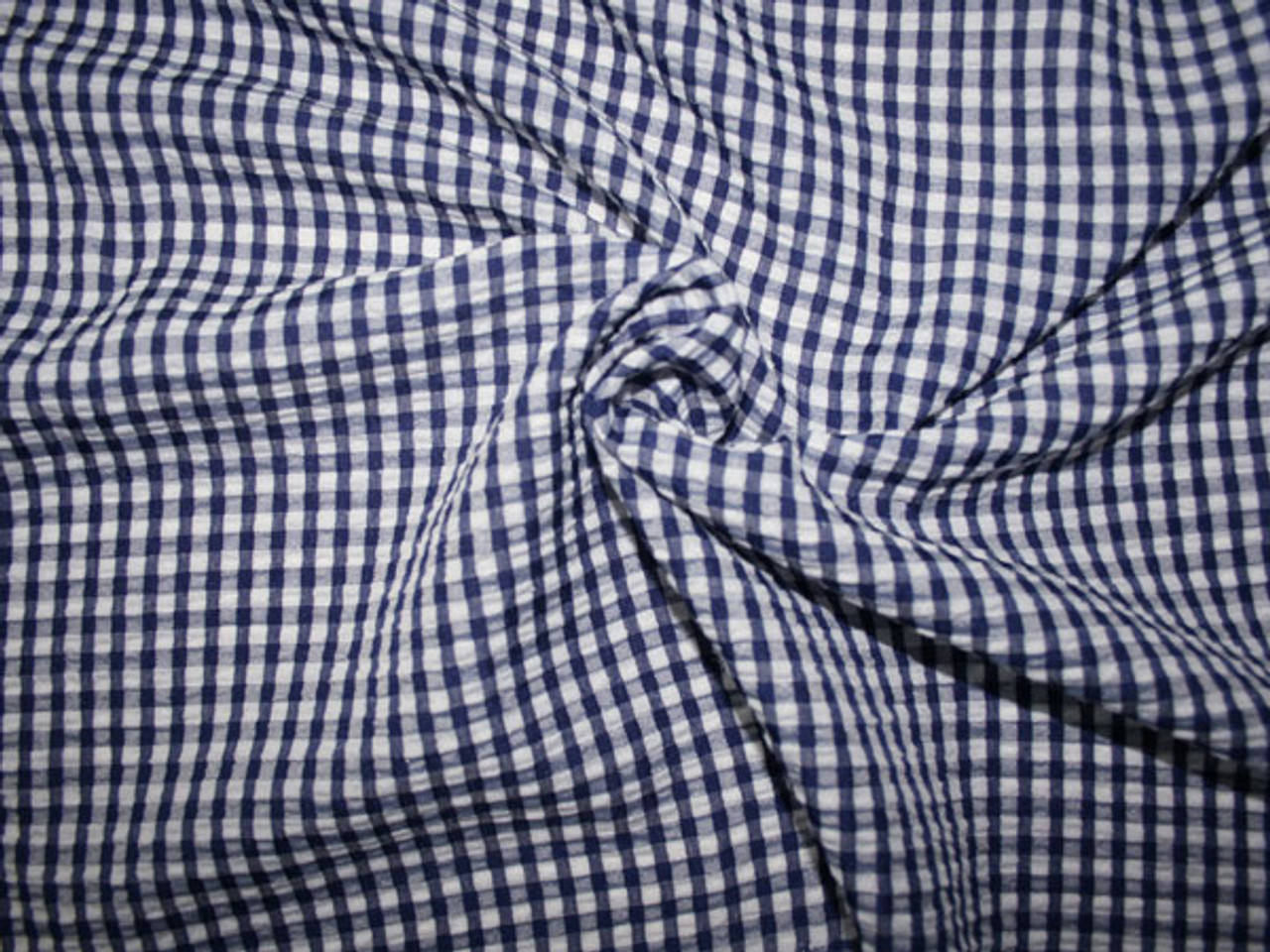 Seersucker Gingham Navy White - fabric fabric