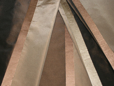 Striped Dupioni Silk Brown Gold Beige