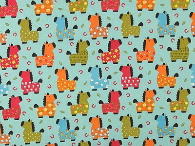 Quilting Cotton Piñata Horses on Blue C