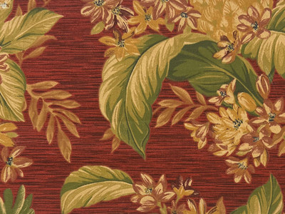 Printed Outdoor Floral on Red Rust