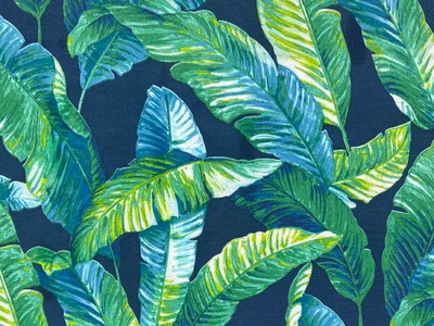 Printed Outdoor Leaves on Navy