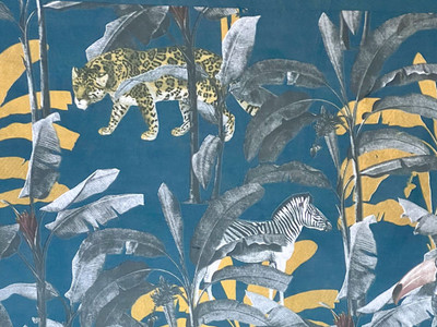 10 Yards of Poly Cotton Sheeting Wild Animals On Teal