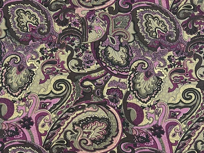Rayon Paisley Purple on Beige