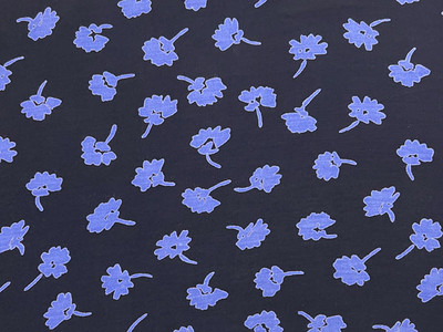 Printed Polyester Floral on Black