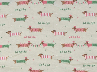 Printed Flannel Dogs on Off White