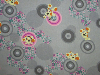10 Yards of Quilting Cotton Dogs Circles on Grey A