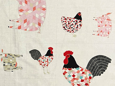 10 Panels of Cotton Panel Farm Animals