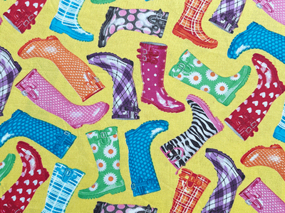 Quilting Cotton Rain Boots on Yellow