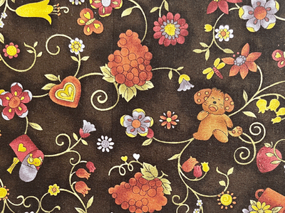 Floral Quilting Cotton on Brown D
