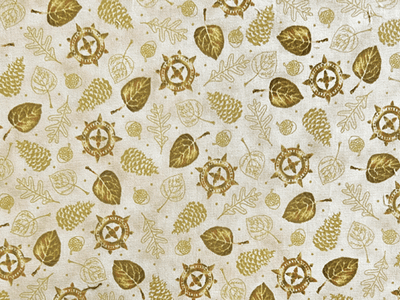 Quilting Cotton Leaves on Beige D