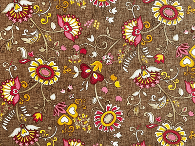 Floral Quilting Cotton Brown D