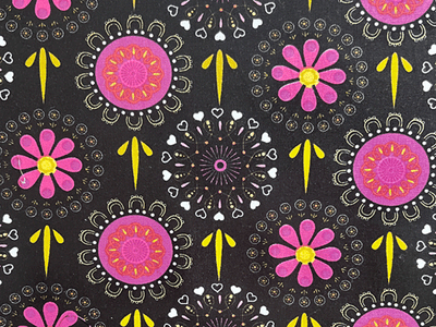 Floral Quilting Cotton on Black D