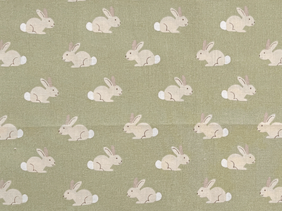 Quilting Cotton Rabbit on Green