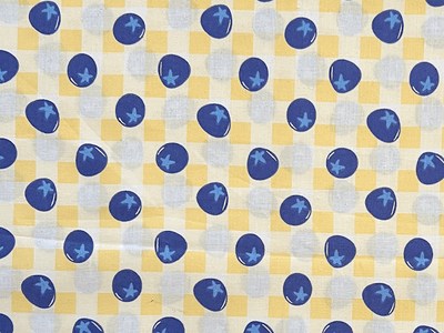 Quilting Cotton Balls on Plaid Yellow