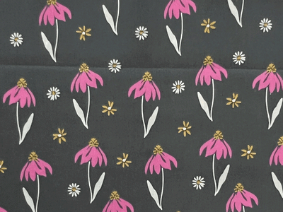 Floral Quilting Cotton Dark Pink on Grey