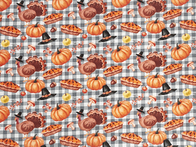 Pumpkins On Gingham Quilting Cotton