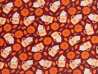 Quilting Cotton Pumpkin Lover on Burgundy