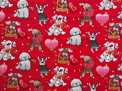 Quilting Cotton Dogs on Red