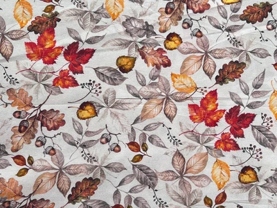Quilting Cotton Leaves on White