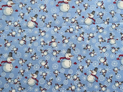 Quilting Cotton Snowman on Blue