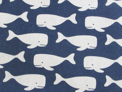 Printed Cotton Linen Whales 21C