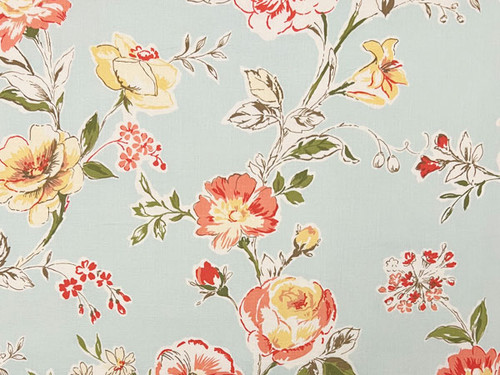 10 Yards Floral Quilting Cotton on Pastel Blue - fabric fabric