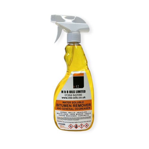T-12 Bitumen Remover | Effective Tar and Asphalt Cleaner. T-12 Bitumen Remover is a powerful, fast-acting cleaner designed to dissolve and remove tar, bitumen, asphalt, and oil-based residues from tools, vehicles, and surfaces. Ideal for road maintenance professionals seeking a reliable, solvent-based bitumen cleaner.