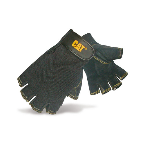 Caterpillar Leather Fingerless Gloves Black