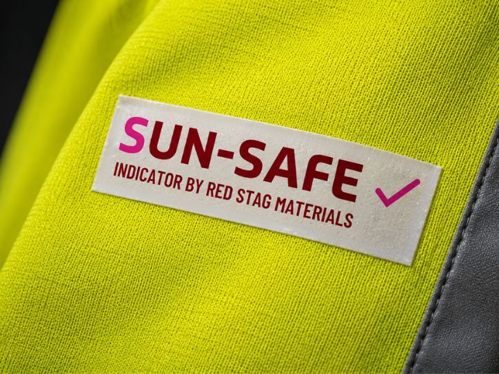 Sun-Safe label on high-visibility material