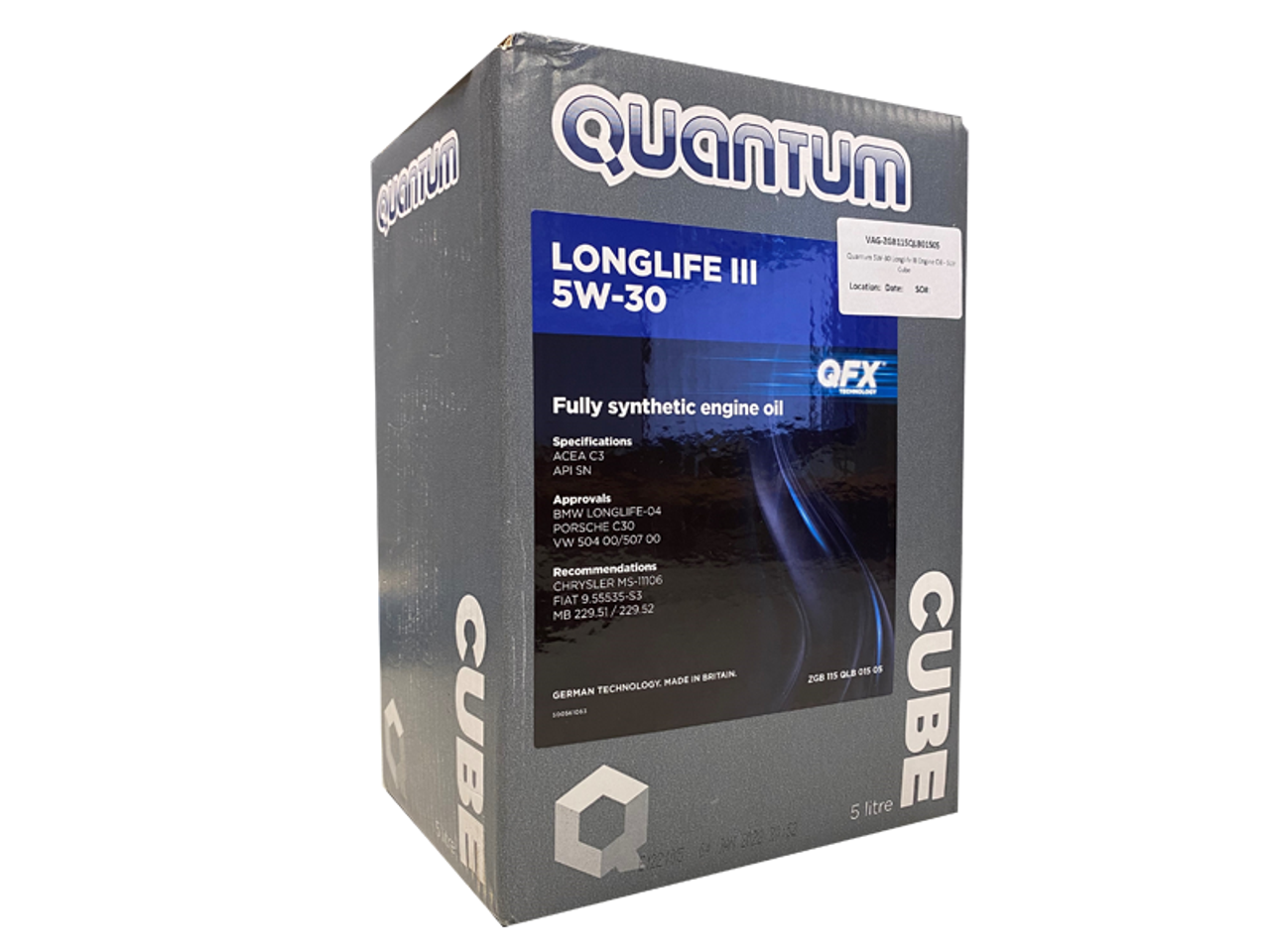 Quantum Longlife III 5W-30 Fully Synthetic Engine Oil ZGB115QLB00505 ZGB  115 QLB 00 505