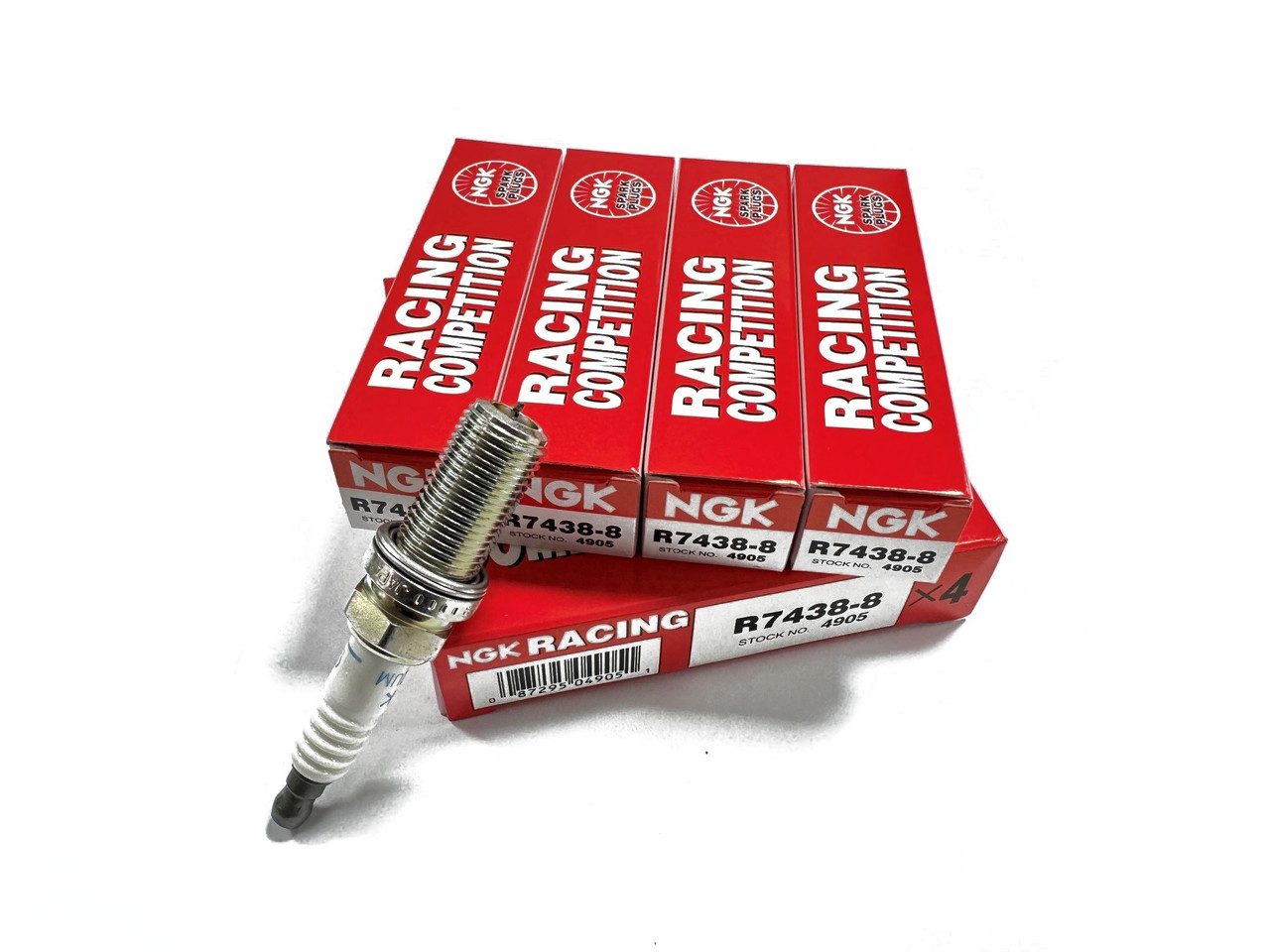 NGK Competition R7438-8 (x4) Angled Ground Strap Spark Plug Set
