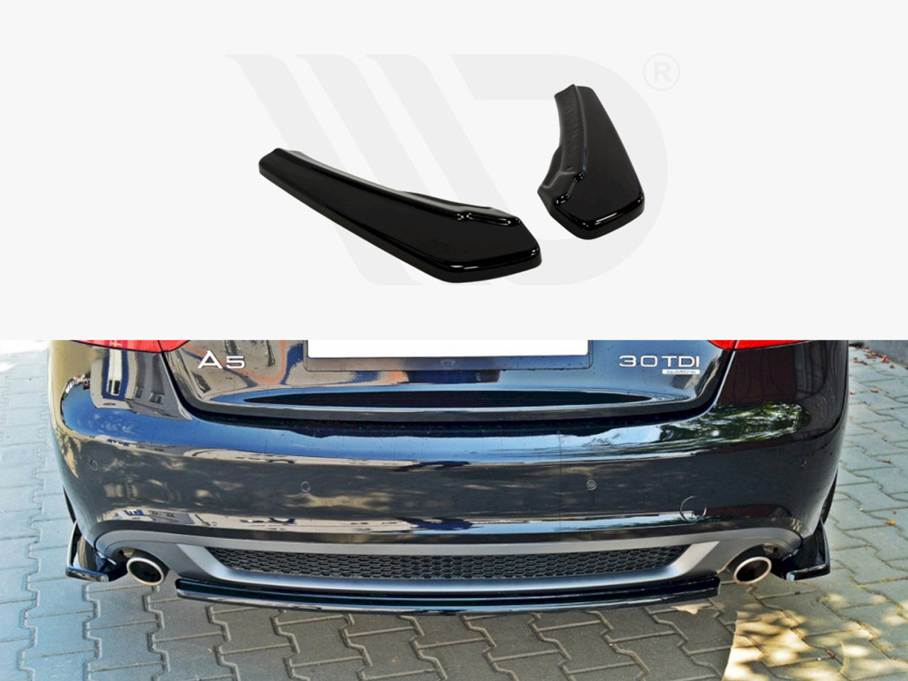 Rear Side Splitters Audi A6 C8 S-Line - Gloss Black Gloss Black